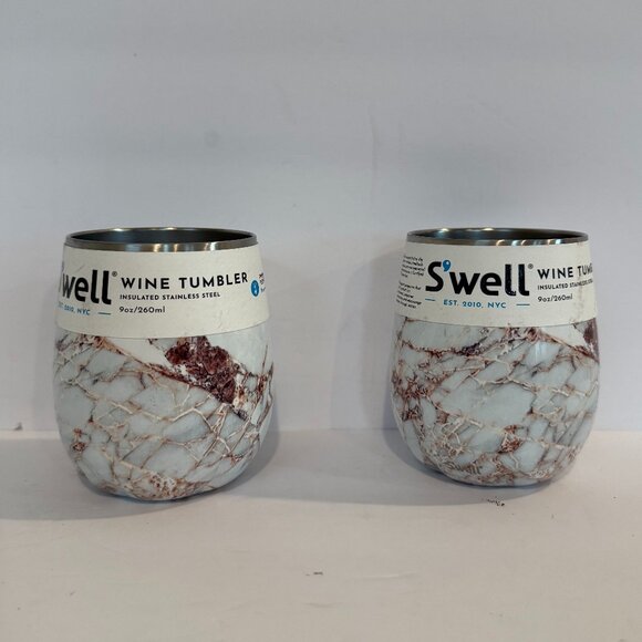 NWT Swell Wine Tumbler Marble Set of 2 9oz - Picture 1 of 6